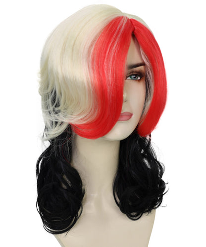 Wigs2you H-7253 大人用女性向けマルチカラー・ミディアム丈ウィッグ | ハロウィンに映える大胆なヘアスタイル | 通気性の良いキャップレス仕様