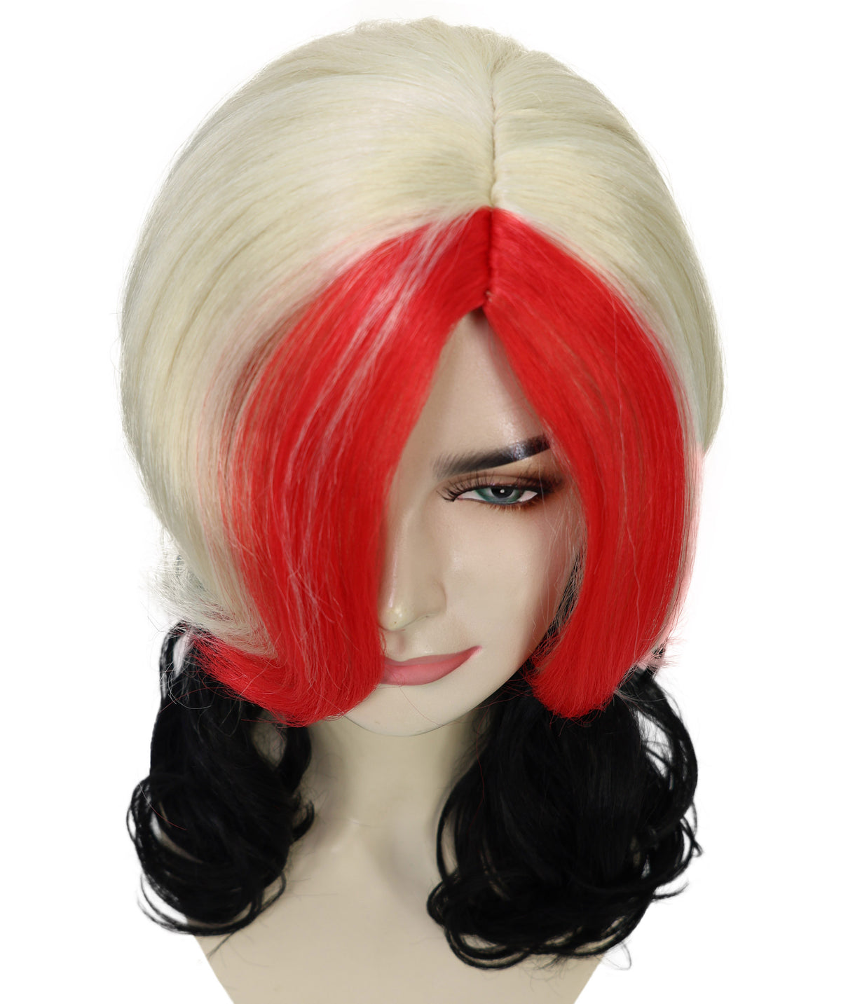 Wigs2you H-7253 大人用女性向けマルチカラー・ミディアム丈ウィッグ | ハロウィンに映える大胆なヘアスタイル | 通気性の良いキャップレス仕様