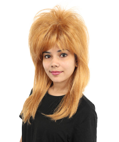 Wigs2you H-7261 大人用ロング・ブラウン・シャグウィッグ | 80年代風レイヤードスタイル＆キャップレス仕様 | ハロウィン、ディスコ、ポップスターの仮装に最適