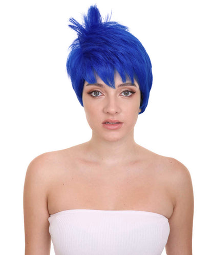 Wigs2you H-7265 大人用ダークブルーウィッグ | ハロウィンやパーティーに映えるカラフルなレイヤー入り人工毛ウィッグ | 通気性の良いキャップレス仕様 |