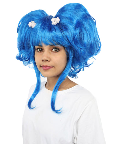 Wigs2you H-7266 大人用・青いハート型ファンタジーウィッグ（フラワーヘアクリップ付き）｜ボリュームのあるストレート・人工毛｜ハロウィン、コスプレ、テーマパーティーに最適