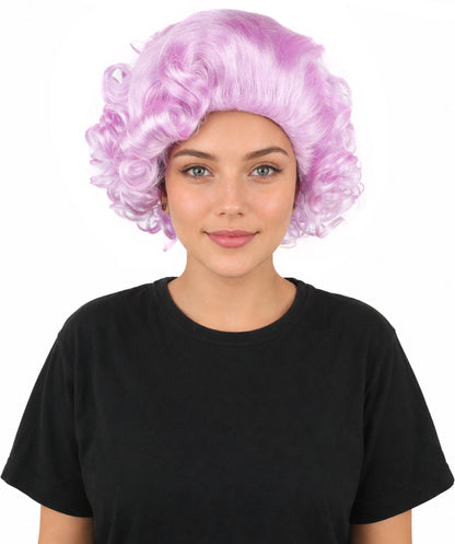 Wigs2you H-7267 レディース パープル ウィッグ 12インチ ミディアム ドラァグクイーン風 カラフル スタイル キャップレス フルウィッグ パーティー 舞台 イベント 仮装