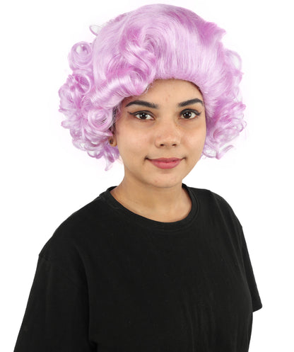 Wigs2you H-7267 レディース パープル ウィッグ 12インチ ミディアム ドラァグクイーン風 カラフル スタイル キャップレス フルウィッグ パーティー 舞台 イベント 仮装