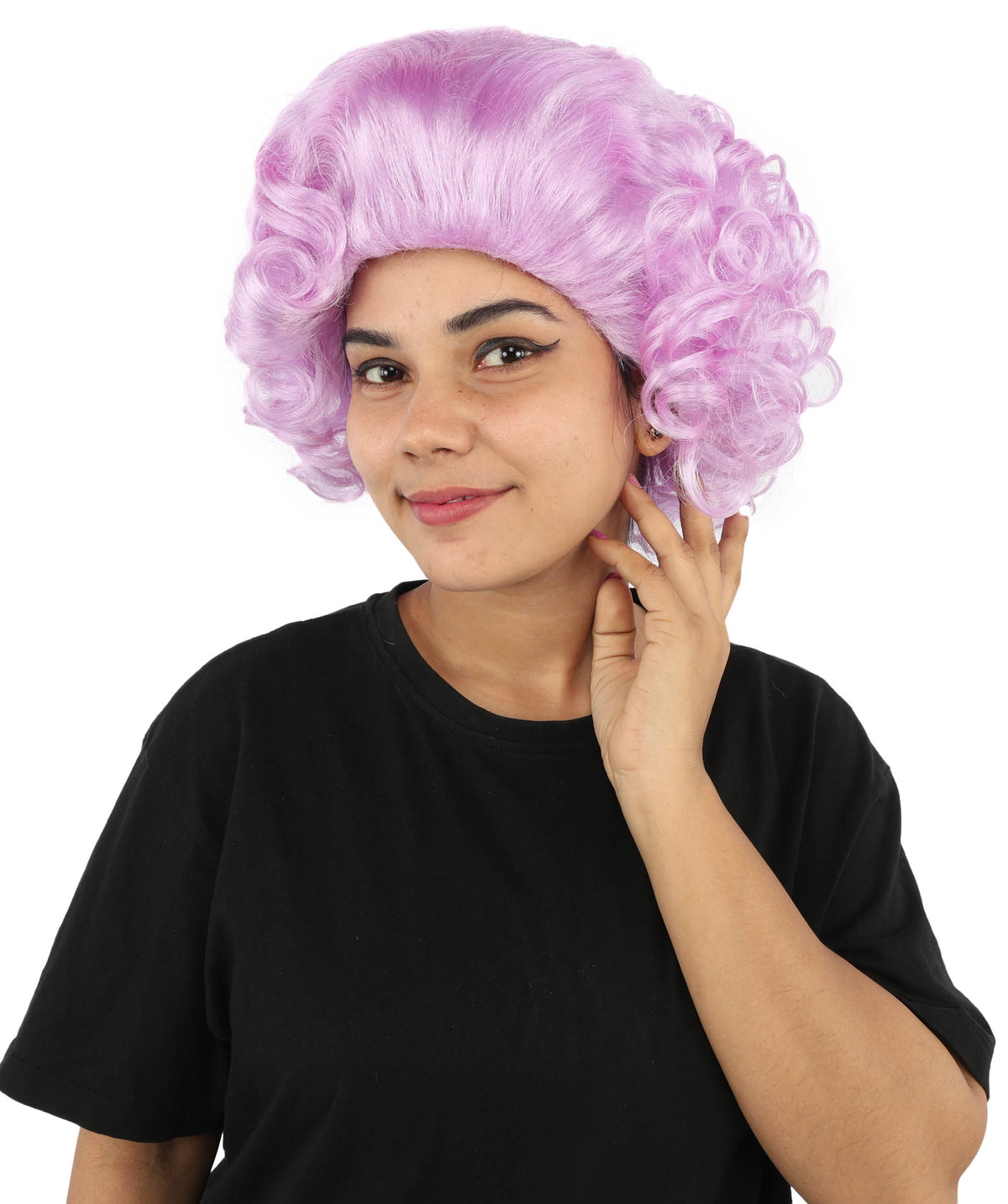 Wigs2you H-7267 レディース パープル ウィッグ 12インチ ミディアム ドラァグクイーン風 カラフル スタイル キャップレス フルウィッグ パーティー 舞台 イベント 仮装