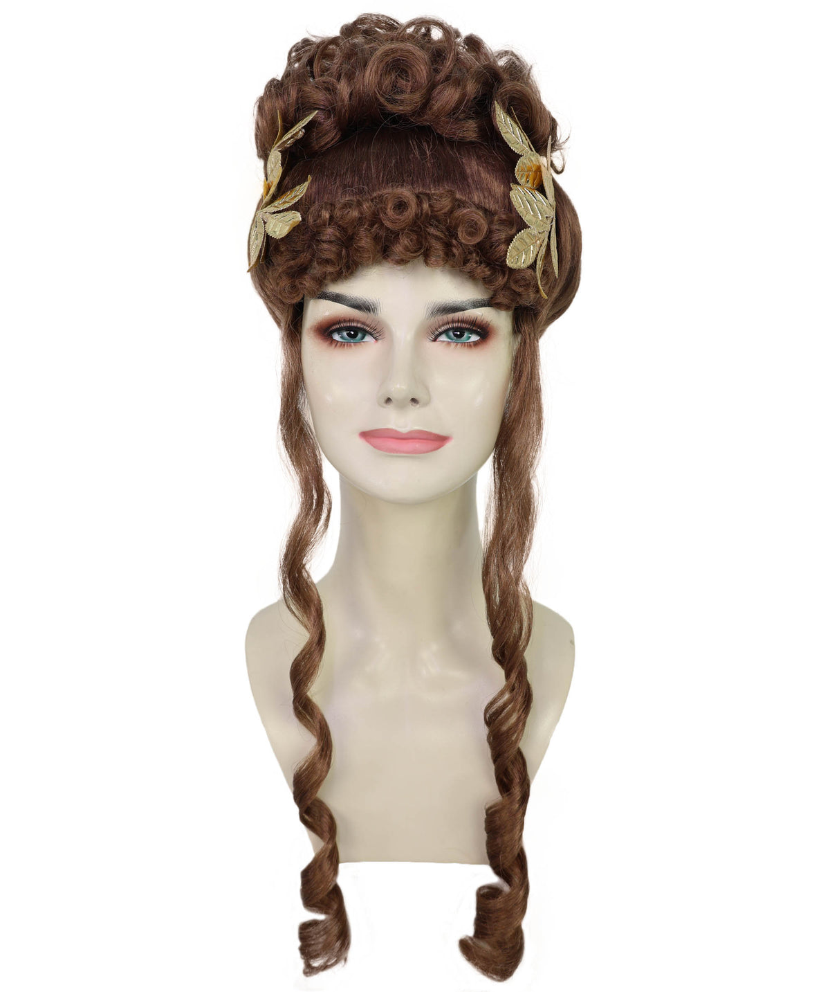 Wigs2you H-7268 レディース ブラウン ウィッグ 23インチ ロング ゴールドリーフ ヘッドピース付き 女神風 フルウィッグ コスプレ ハロウィン 仮装 イベント