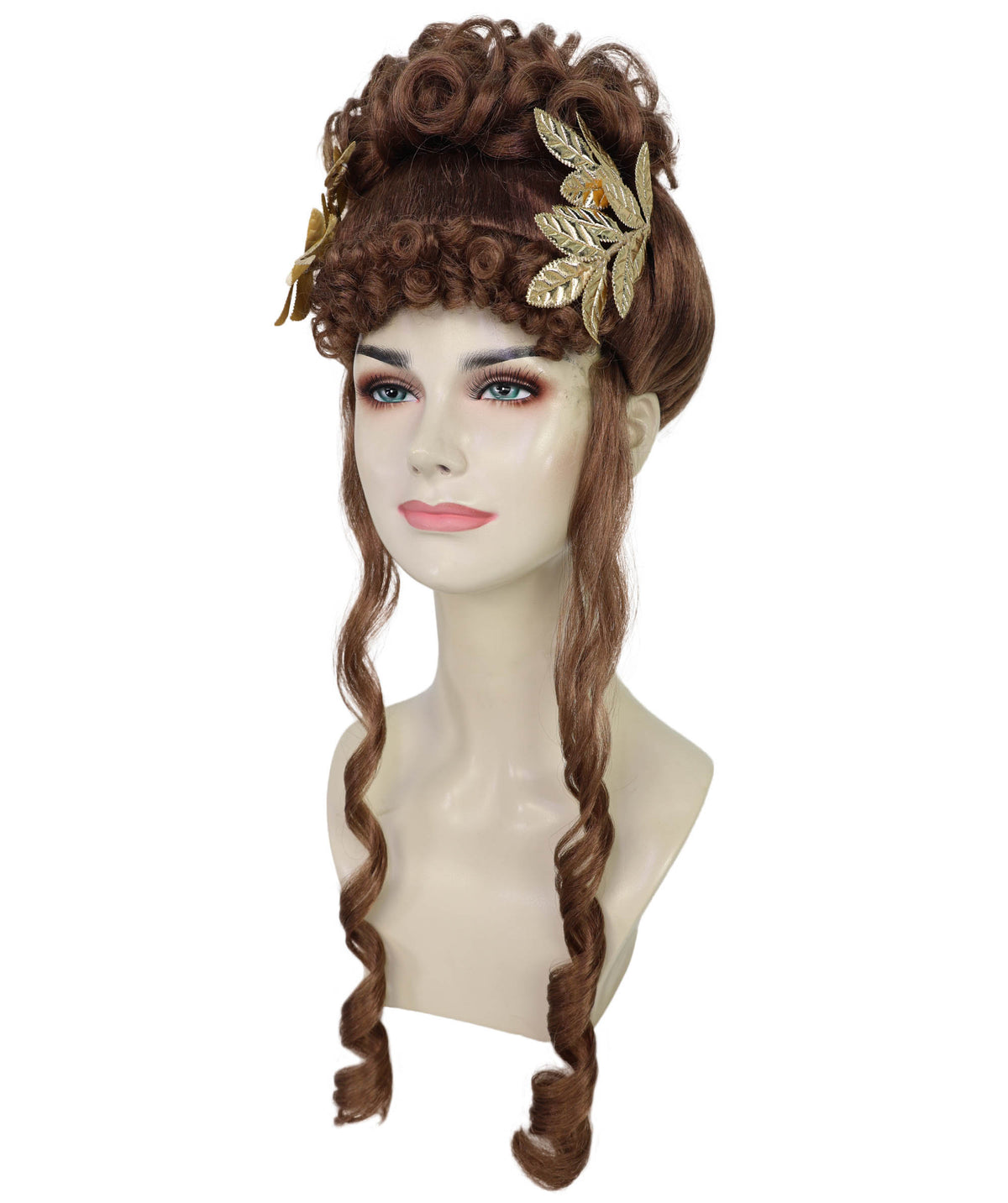 Wigs2you H-7268 レディース ブラウン ウィッグ 23インチ ロング ゴールドリーフ ヘッドピース付き 女神風 フルウィッグ コスプレ ハロウィン 仮装 イベント