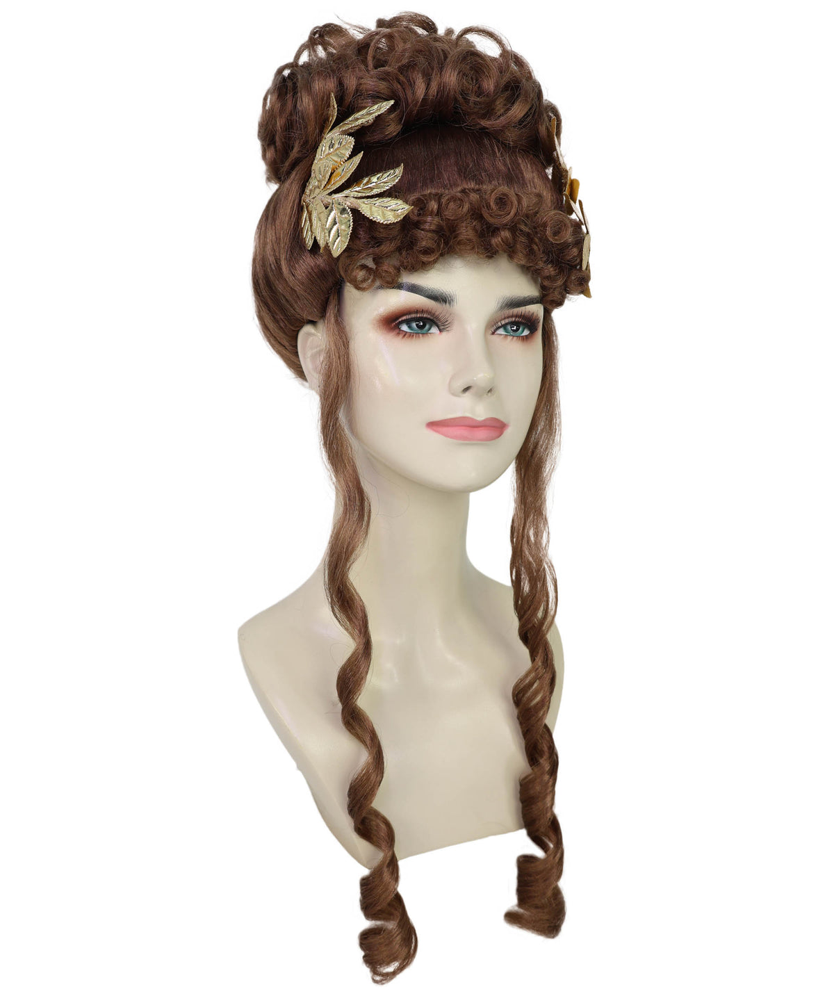 Wigs2you H-7268 レディース ブラウン ウィッグ 23インチ ロング ゴールドリーフ ヘッドピース付き 女神風 フルウィッグ コスプレ ハロウィン 仮装 イベント