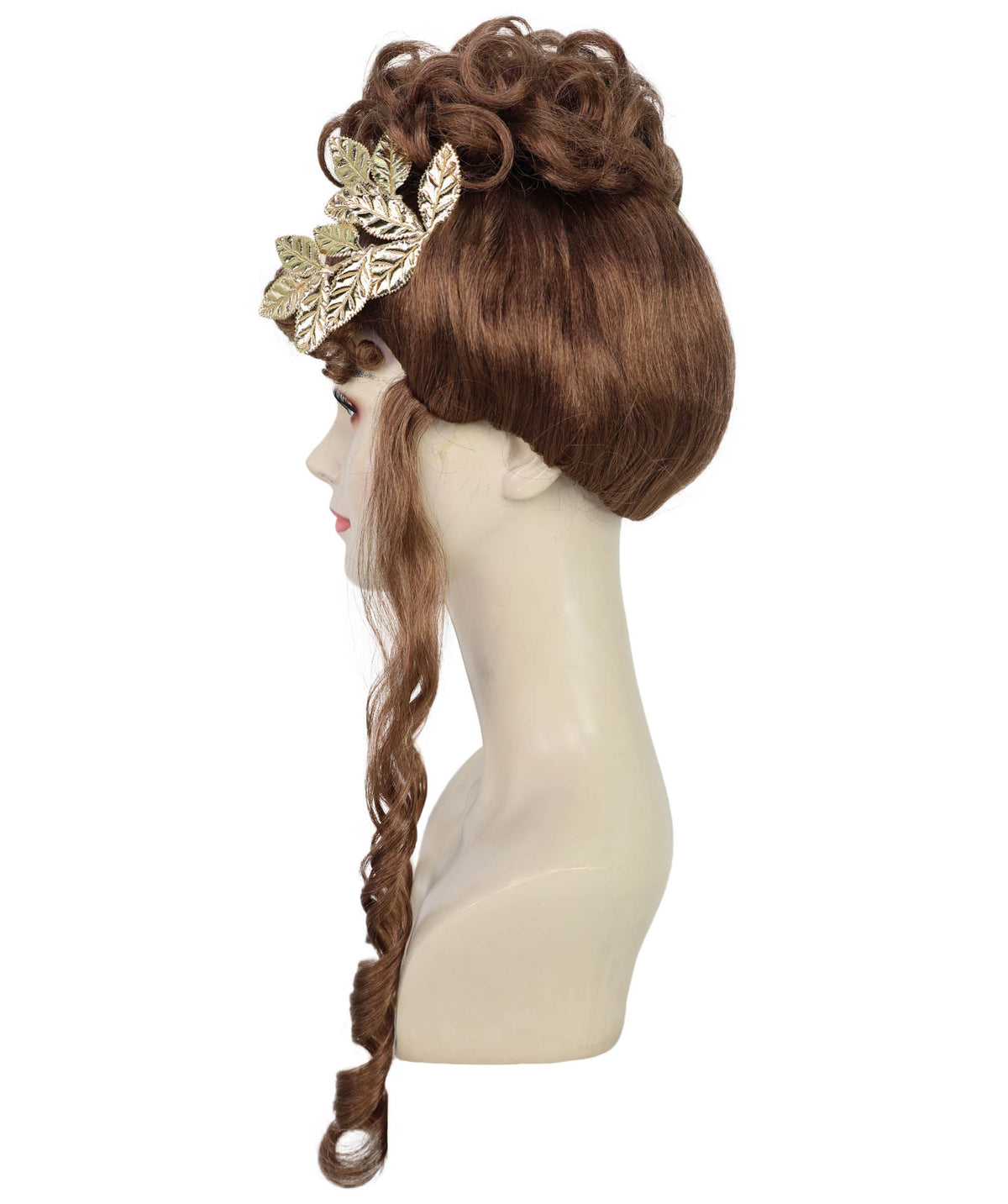Wigs2you H-7268 レディース ブラウン ウィッグ 23インチ ロング ゴールドリーフ ヘッドピース付き 女神風 フルウィッグ コスプレ ハロウィン 仮装 イベント