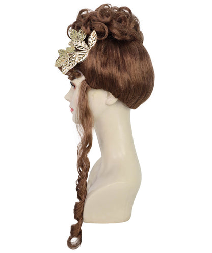 Wigs2you H-7268 レディース ブラウン ウィッグ 23インチ ロング ゴールドリーフ ヘッドピース付き 女神風 フルウィッグ コスプレ ハロウィン 仮装 イベント