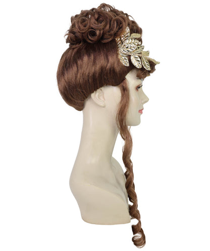 Wigs2you H-7268 レディース ブラウン ウィッグ 23インチ ロング ゴールドリーフ ヘッドピース付き 女神風 フルウィッグ コスプレ ハロウィン 仮装 イベント