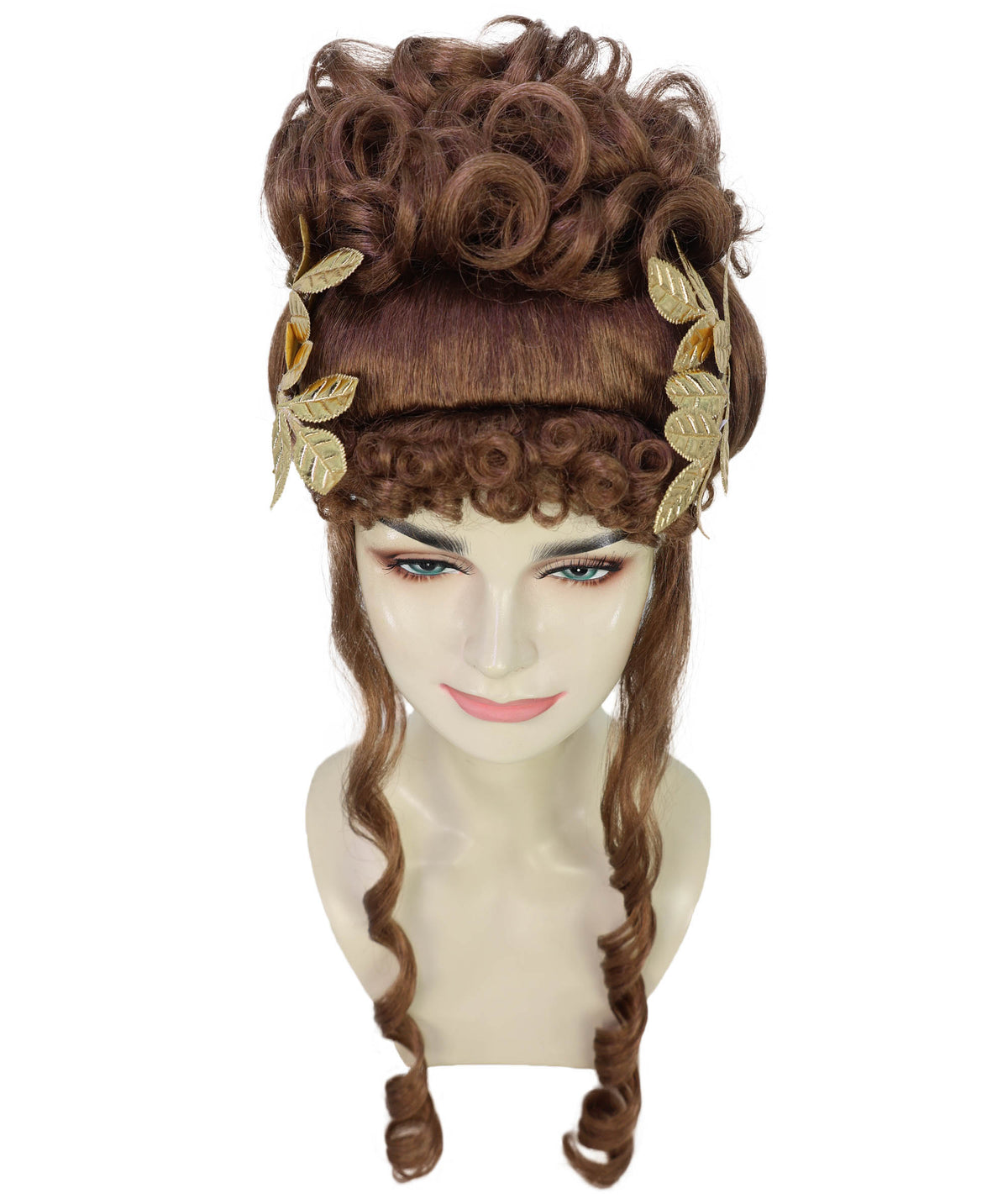 Wigs2you H-7268 レディース ブラウン ウィッグ 23インチ ロング ゴールドリーフ ヘッドピース付き 女神風 フルウィッグ コスプレ ハロウィン 仮装 イベント