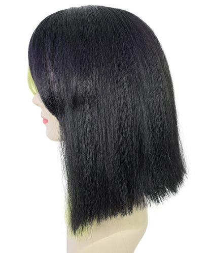 Wigs2you H-7270 レディース ブラック×グリーン ミックス ウィッグ 12インチ ショート ストレート カラフル フルウィッグ キャップレス パーティー コスプレ ハロウィン