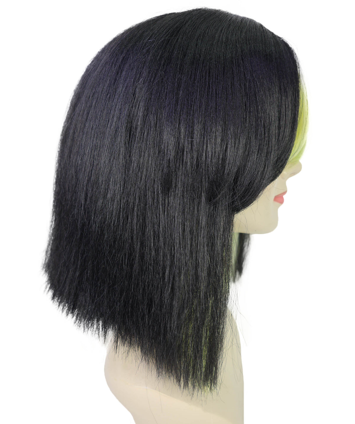 Wigs2you H-7270 レディース ブラック×グリーン ミックス ウィッグ 12インチ ショート ストレート カラフル フルウィッグ キャップレス パーティー コスプレ ハロウィン