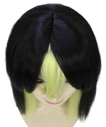 Wigs2you H-7270 レディース ブラック×グリーン ミックス ウィッグ 12インチ ショート ストレート カラフル フルウィッグ キャップレス パーティー コスプレ ハロウィン