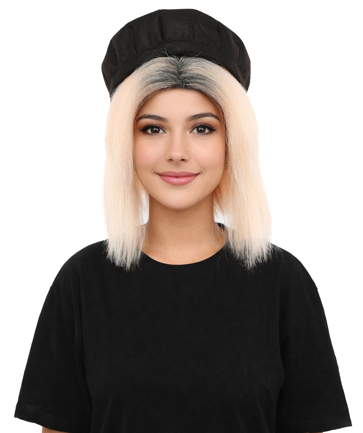 Wigs2you H-7273 レディース コーラル×ブラック ウィッグ 13インチ ショート ボブ ツートンカラー 耐熱ファイバー風 軽量 キャップレス コスプレ ハロウィン 仮装