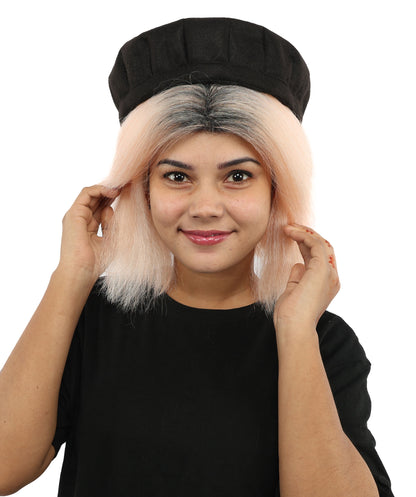 Wigs2you H-7273 レディース コーラル×ブラック ウィッグ 13インチ ショート ボブ ツートンカラー 耐熱ファイバー風 軽量 キャップレス コスプレ ハロウィン 仮装
