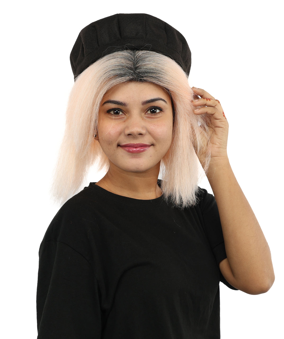 Wigs2you H-7273 レディース コーラル×ブラック ウィッグ 13インチ ショート ボブ ツートンカラー 耐熱ファイバー風 軽量 キャップレス コスプレ ハロウィン 仮装