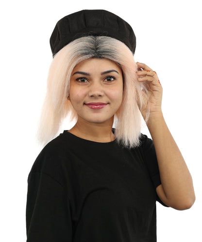 Wigs2you H-7273 レディース コーラル×ブラック ウィッグ 13インチ ショート ボブ ツートンカラー 耐熱ファイバー風 軽量 キャップレス コスプレ ハロウィン 仮装