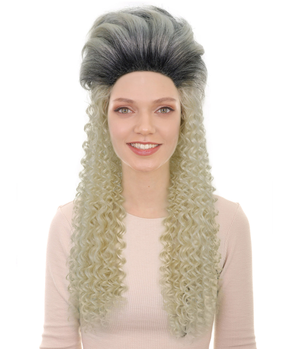 Wigs2you H-7274 レディース 80年代風 ブロンド×グレー ミックス ウィッグ 24インチ ロング カール レトロ コスプレ パーティー キャップレス ハロウィン 仮装