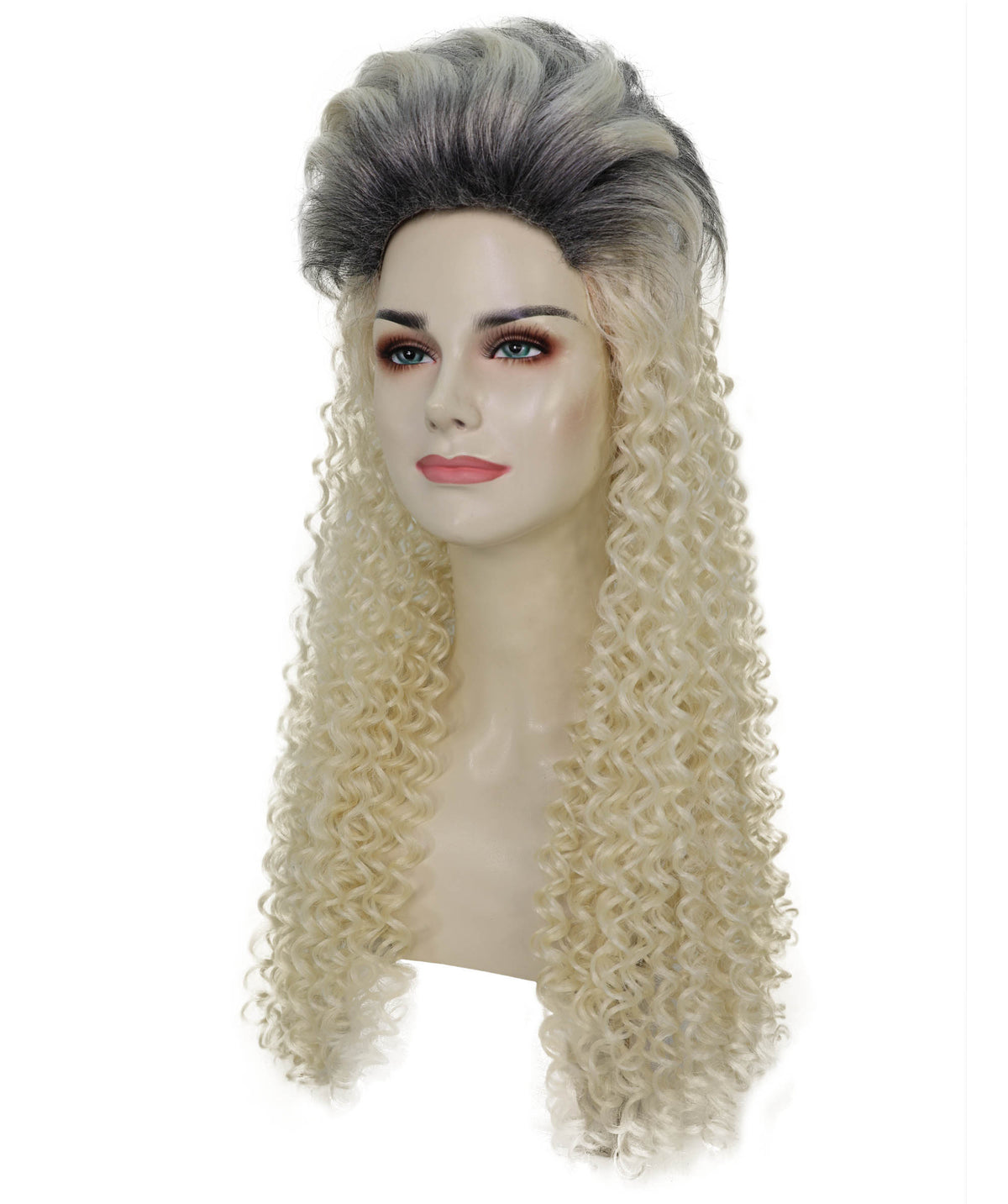 Wigs2you H-7274 レディース 80年代風 ブロンド×グレー ミックス ウィッグ 24インチ ロング カール レトロ コスプレ パーティー キャップレス ハロウィン 仮装