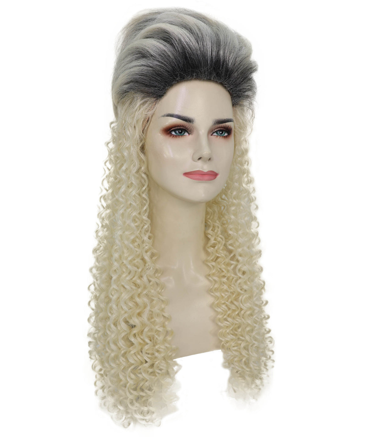 Wigs2you H-7274 レディース 80年代風 ブロンド×グレー ミックス ウィッグ 24インチ ロング カール レトロ コスプレ パーティー キャップレス ハロウィン 仮装