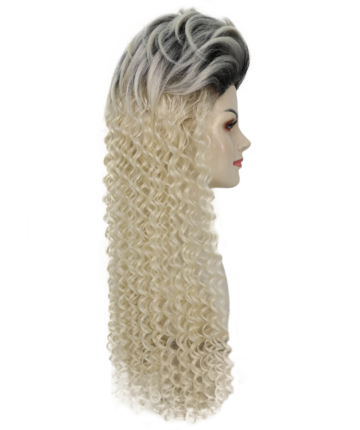 Wigs2you H-7274 レディース 80年代風 ブロンド×グレー ミックス ウィッグ 24インチ ロング カール レトロ コスプレ パーティー キャップレス ハロウィン 仮装