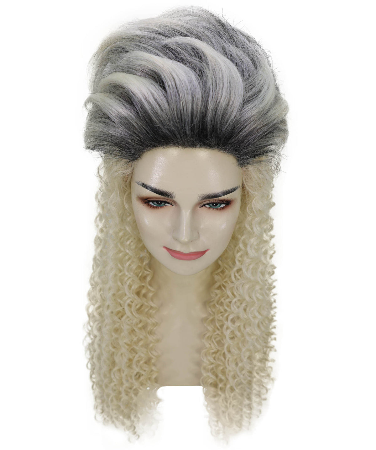 Wigs2you H-7274 レディース 80年代風 ブロンド×グレー ミックス ウィッグ 24インチ ロング カール レトロ コスプレ パーティー キャップレス ハロウィン 仮装