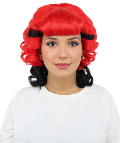 Wigs2you H-7275 レディース レッド×ブラック ウィッグ 15インチ ショート カール 前髪付き ツートンカラー 軽量 調節可能 コスプレ ハロウィン パーティー 仮装
