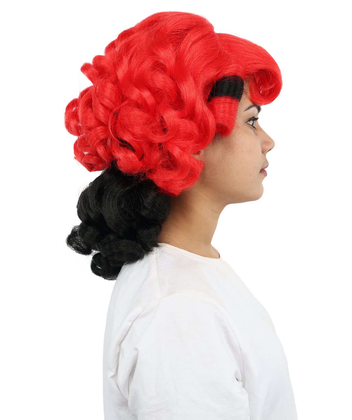 Wigs2you H-7275 レディース レッド×ブラック ウィッグ 15インチ ショート カール 前髪付き ツートンカラー 軽量 調節可能 コスプレ ハロウィン パーティー 仮装