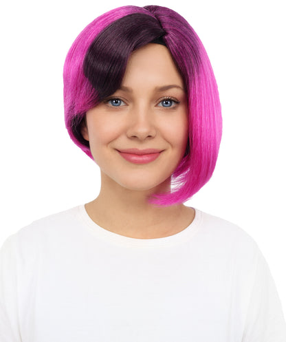 Wigs2you H-7277 レディース ツートンカラー ウィッグ 10インチ ミディアム ストレート ボブ すっきりカット マルチカラー フルウィッグ 撮影 イベント コスプレ