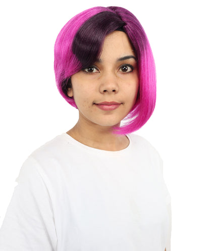 Wigs2you H-7277 レディース ツートンカラー ウィッグ 10インチ ミディアム ストレート ボブ すっきりカット マルチカラー フルウィッグ 撮影 イベント コスプレ