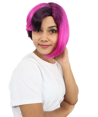 Wigs2you H-7277 レディース ツートンカラー ウィッグ 10インチ ミディアム ストレート ボブ すっきりカット マルチカラー フルウィッグ 撮影 イベント コスプレ