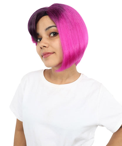 Wigs2you H-7277 レディース ツートンカラー ウィッグ 10インチ ミディアム ストレート ボブ すっきりカット マルチカラー フルウィッグ 撮影 イベント コスプレ