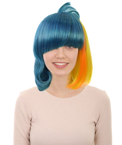 Wigs2you H-7278 レディース カラフル ウィッグ 15インチ コスチュームウィッグ マルチカラー パーティーウィッグ 合成繊維 キャップレス フェス イベント 仮装