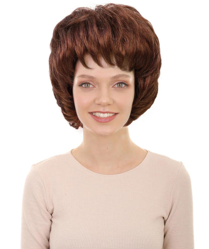 Wigs2you H-7279 レディース ブラウン ウィッグ 12インチ ミディアム ボブ カール ふんわりカール フルウィッグ 合成繊維 パーティー 仮装 テーマイベント
