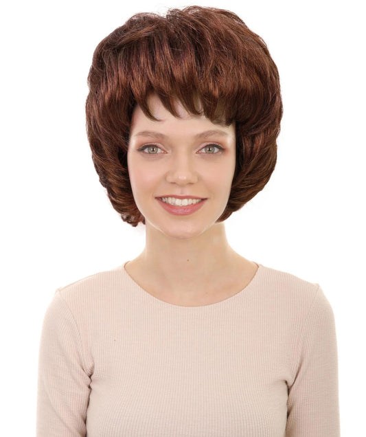 Wigs2you H-7279 レディース ブラウン ウィッグ 12インチ ミディアム ボブ カール ふんわりカール フルウィッグ 合成繊維 パーティー 仮装 テーマイベント