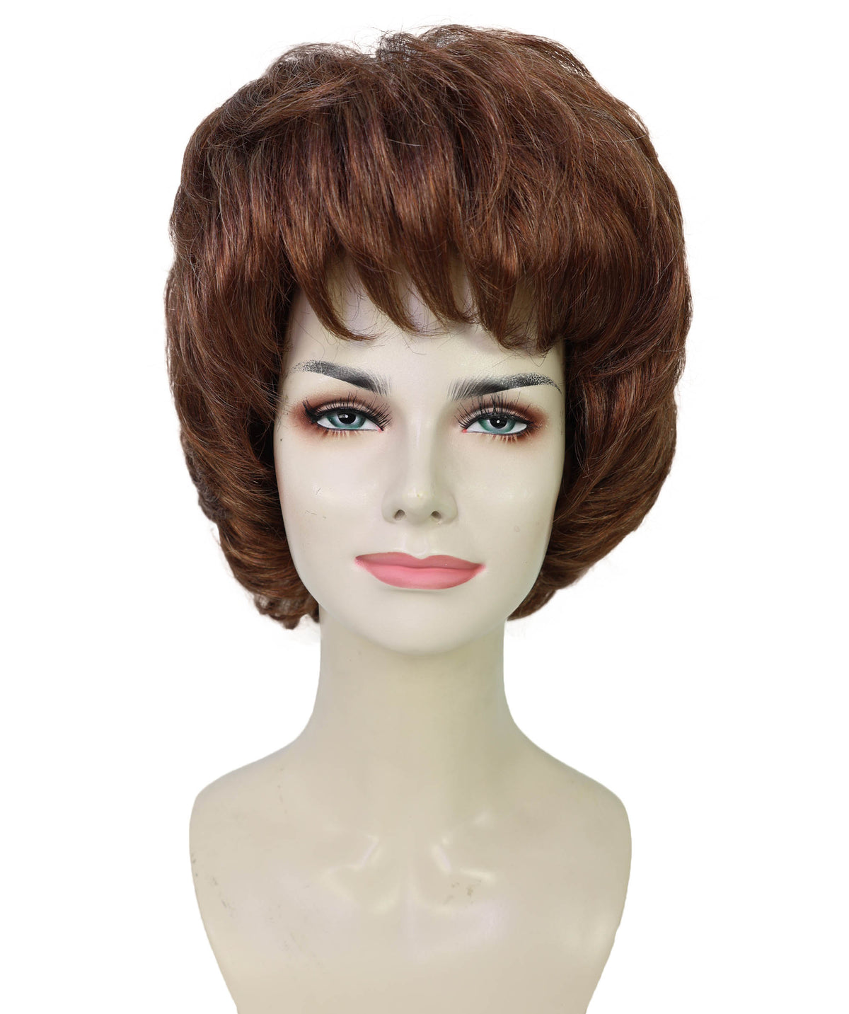 Wigs2you H-7279 レディース ブラウン ウィッグ 12インチ ミディアム ボブ カール ふんわりカール フルウィッグ 合成繊維 パーティー 仮装 テーマイベント