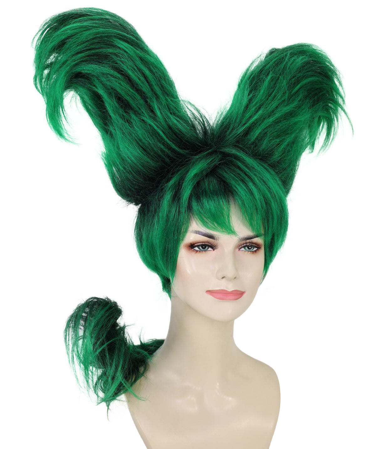 Wigs2you H-7284 レディース ブラック×グリーン ウィッグ アートヘア スカルプチャー 立体ヘアデザイン 個性的 合成繊維 調節可能 キャップ コスプレ パーティー ステージ