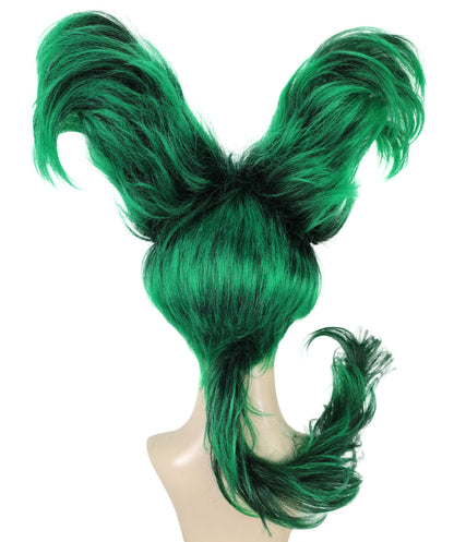 Wigs2you H-7284 レディース ブラック×グリーン ウィッグ アートヘア スカルプチャー 立体ヘアデザイン 個性的 合成繊維 調節可能 キャップ コスプレ パーティー ステージ