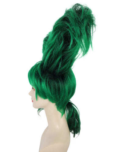 Wigs2you H-7284 レディース ブラック×グリーン ウィッグ アートヘア スカルプチャー 立体ヘアデザイン 個性的 合成繊維 調節可能 キャップ コスプレ パーティー ステージ
