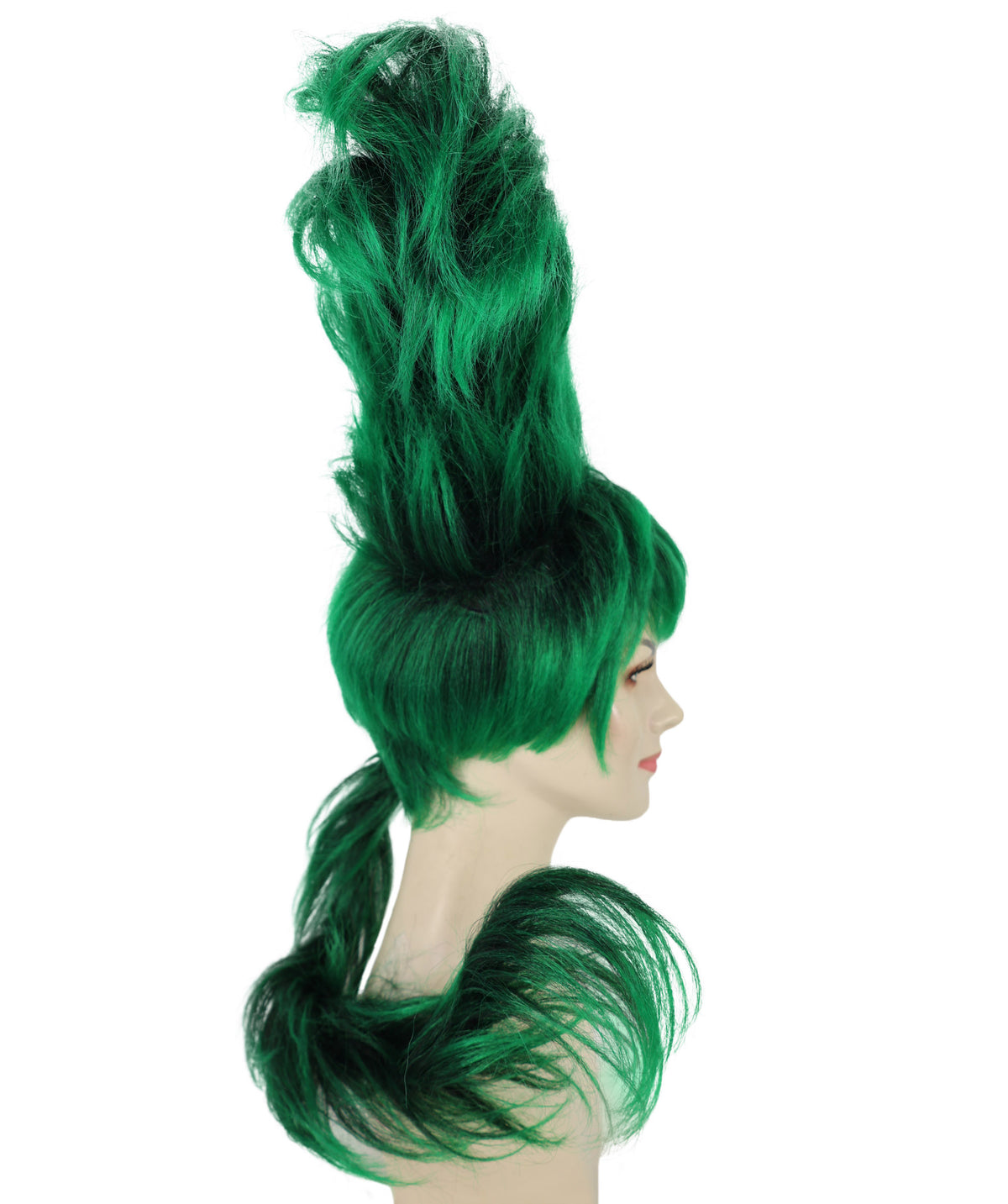Wigs2you H-7284 レディース ブラック×グリーン ウィッグ アートヘア スカルプチャー 立体ヘアデザイン 個性的 合成繊維 調節可能 キャップ コスプレ パーティー ステージ