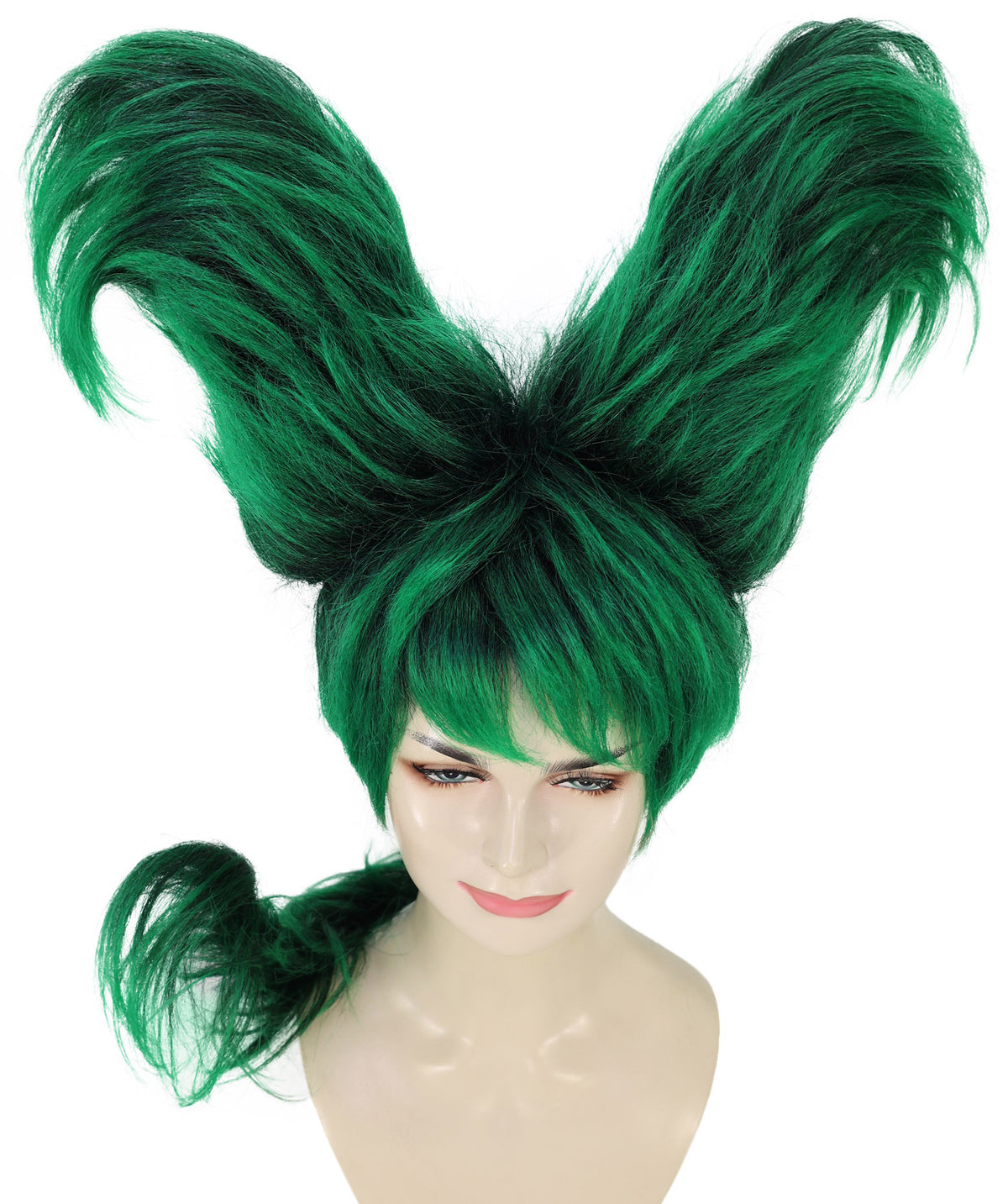 Wigs2you H-7284 レディース ブラック×グリーン ウィッグ アートヘア スカルプチャー 立体ヘアデザイン 個性的 合成繊維 調節可能 キャップ コスプレ パーティー ステージ