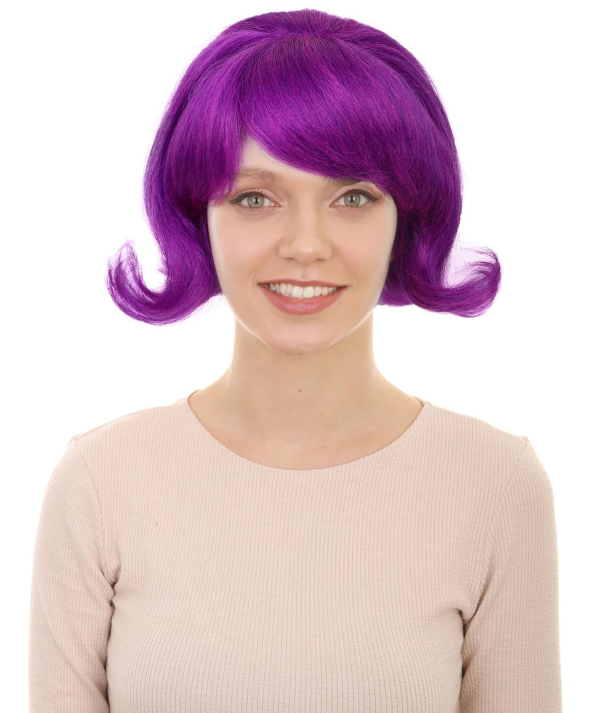 Wigs2you H-7285レディース 60年代風 ウィッグ パープル 紫 ショート フリップ 前髪付き 外ハネ カール レトロ ヴィンテージ コスプレ ハロウィン パーティー ステージ