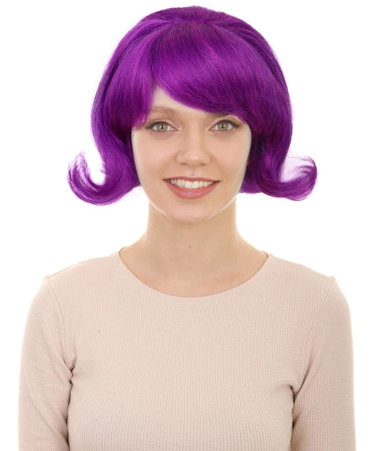 Wigs2you H-7285レディース 60年代風 ウィッグ パープル 紫 ショート フリップ 前髪付き 外ハネ カール レトロ ヴィンテージ コスプレ ハロウィン パーティー ステージ