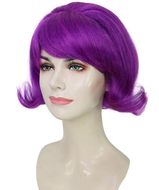 Wigs2you H-7285レディース 60年代風 ウィッグ パープル 紫 ショート フリップ 前髪付き 外ハネ カール レトロ ヴィンテージ コスプレ ハロウィン パーティー ステージ