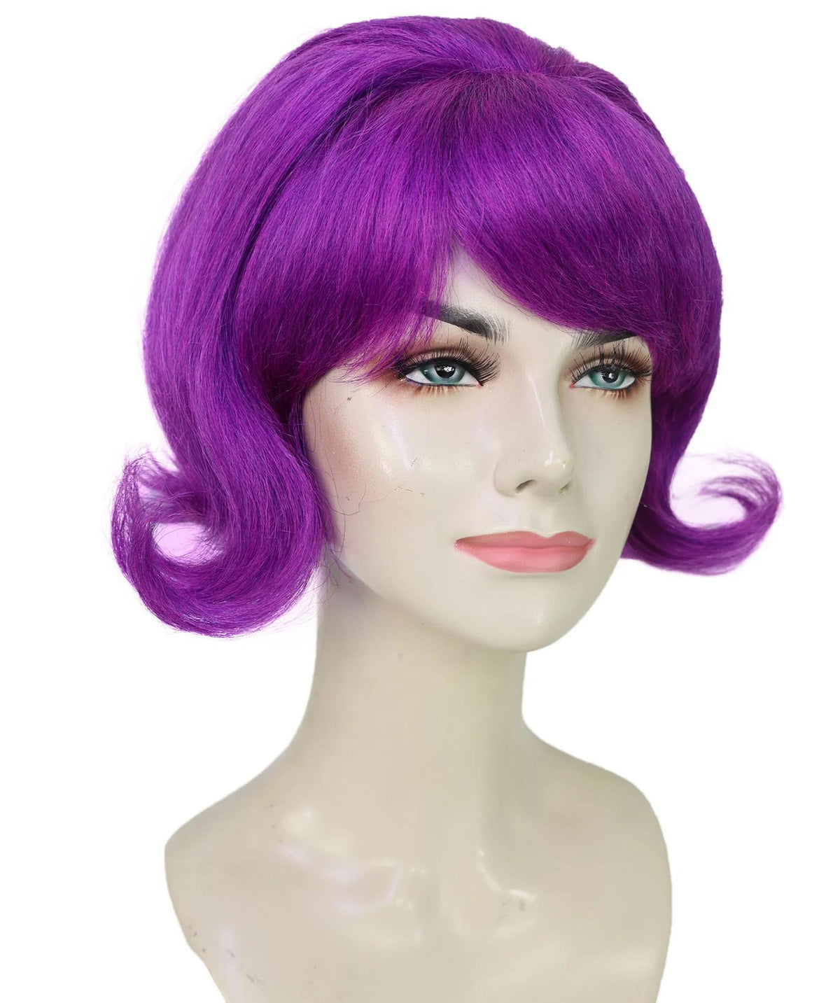 Wigs2you H-7285レディース 60年代風 ウィッグ パープル 紫 ショート フリップ 前髪付き 外ハネ カール レトロ ヴィンテージ コスプレ ハロウィン パーティー ステージ