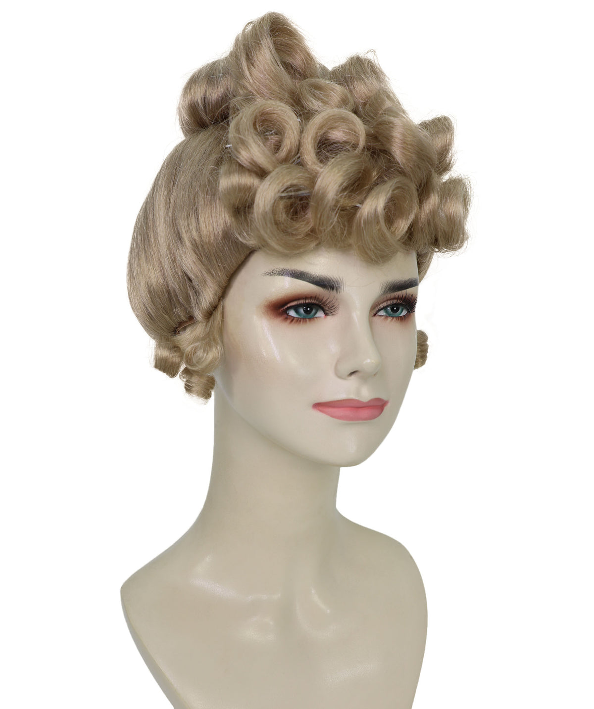 Wigs2you H-7286 レディース エドワーディアン風 ウィッグ ダークブロンド ヴィンテージ アップスタイル クラシック 合成繊維 調節可能 キャップ コスプレ ステージ 仮装