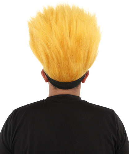 Wigs2you H-7396 大人用男性用パープル＆ゴールドスパイクウィッグ｜ショートアップライトモヒカンスタイル難燃性合成繊維ヘッドバンドデザイン｜ハロウィンテーマパーティードレスアップスポーツアクセサリー