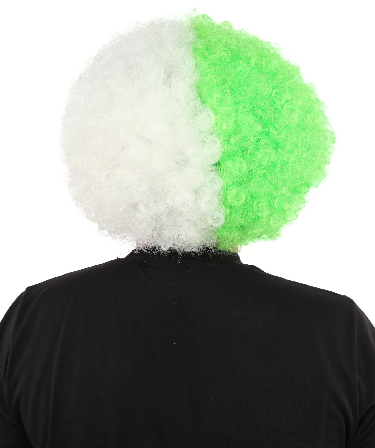 Wigs2you H-7398 大人用男性用ツートンカラーアフロウィッグ｜弾むような緑と白のカール、難燃性合成繊維｜ハロウィンテーマのパーティー、サーカス、カーニバルファンアクセサリー