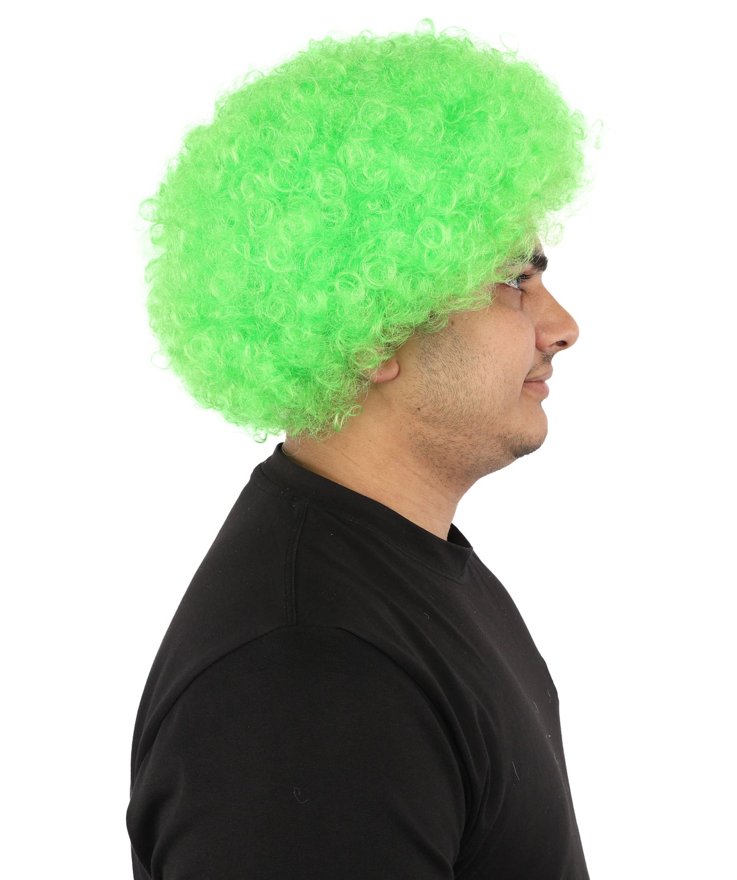 Wigs2you H-7398 大人用男性用ツートンカラーアフロウィッグ｜弾むような緑と白のカール、難燃性合成繊維｜ハロウィンテーマのパーティー、サーカス、カーニバルファンアクセサリー